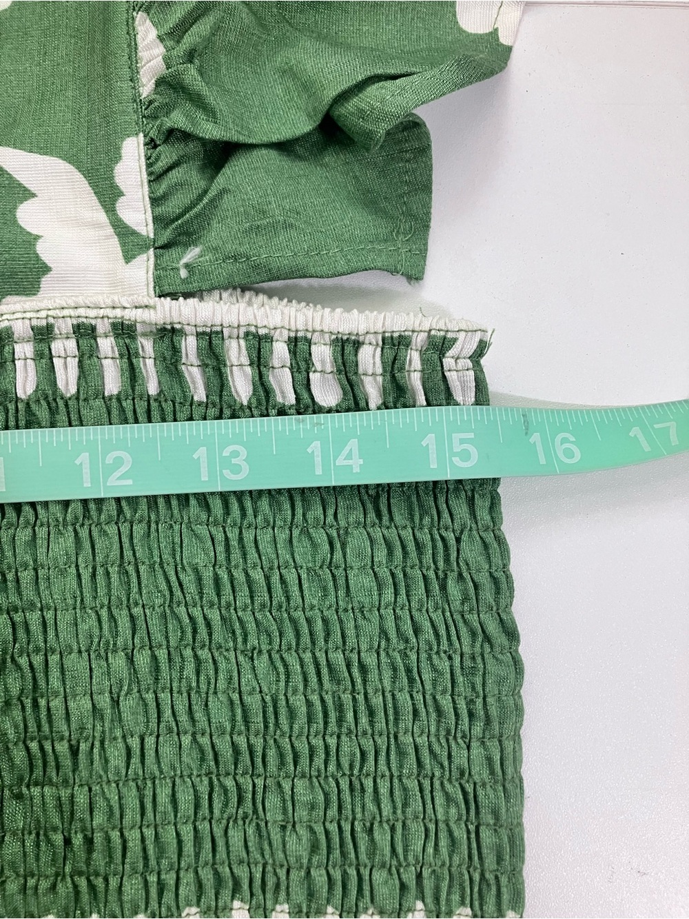 Green Maxi Dress Smocked top with ruffle straps Size Large - Picture 4 of 5
